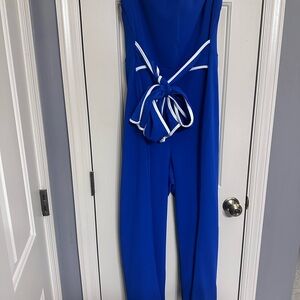 Fashion Nova Blue Jumpsuit with White Accents